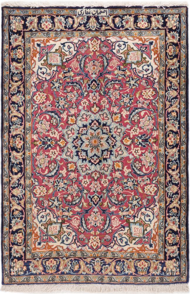 Persian Rug Isfahan Signed Silk Warp 100x67 100x67, Persian Rug Knotted by hand