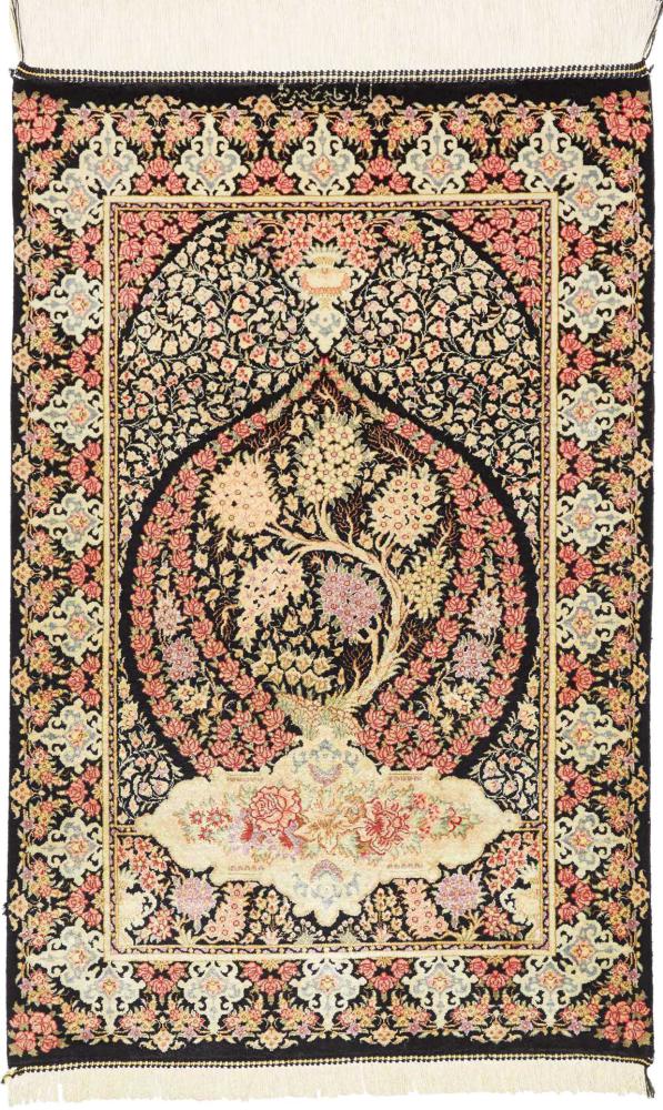 Perzisch tapijt Qum Zijde 87x56 87x56, Perzisch tapijt Handgeknoopte