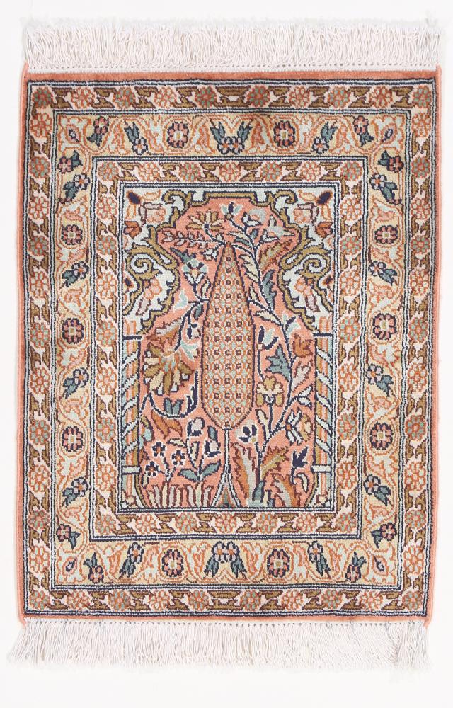 Indiaas tapijt Kasjmier Zijde 62x48 62x48, Perzisch tapijt Handgeknoopte