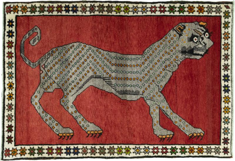 Tapis persan Persan Gabbeh Ghashghai 4'9"x3'3" 4'9"x3'3", Tapis persan Noué à la main