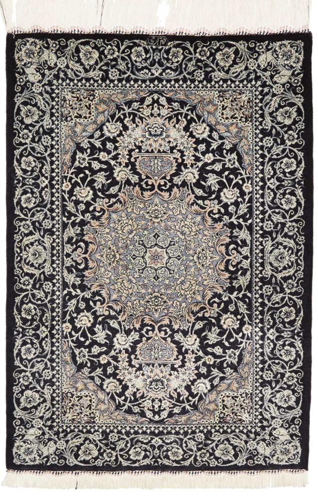 Perzisch tapijt Qum Zijde 87x59 87x59, Perzisch tapijt Handgeknoopte