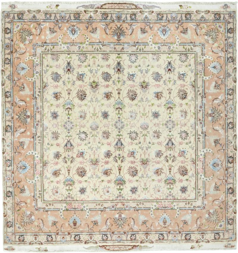 Tappeto persiano Tabriz 50Raj Ordito in Seta 206x195 206x195, Tappeto persiano Annodato a mano