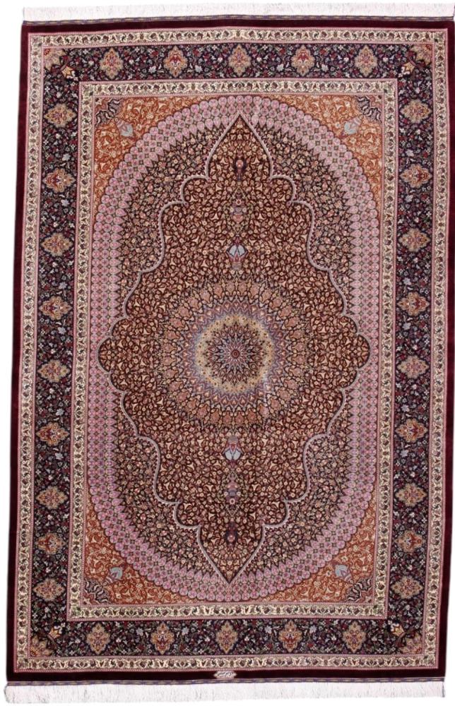 Covor persan Qom Mătase 199x133 199x133, Covor persan Lucrate de mână