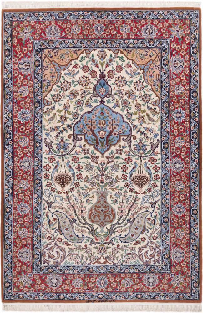 Persian Rug Isfahan Silk Warp Signed 163x110 163x110, Persian Rug Knotted by hand