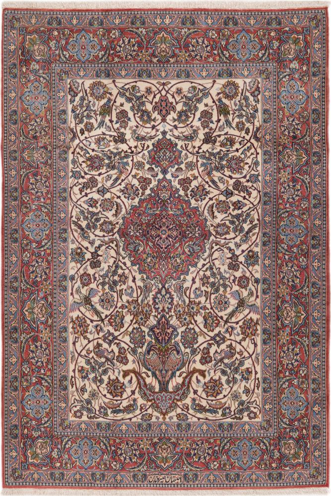 Persisk tæppe Isfahan Gamle Signed Silketrend 161x111 161x111, Persisk tæppe Knyttet i hånden