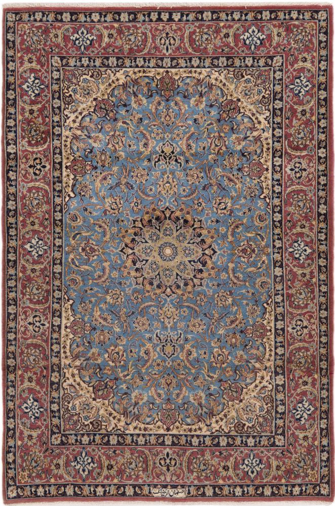 Persisk teppe Isfahan Gammel Signed Silkerenning 162x109 162x109, Persisk teppe Knyttet for hånd