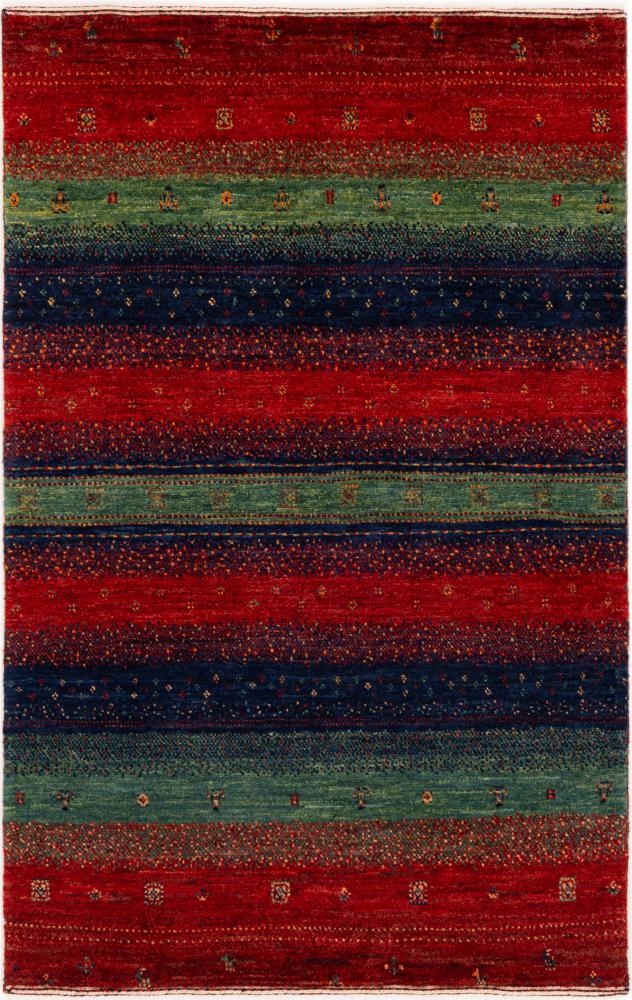 Persian Rug Persian Gabbeh Loribaft Atash 4'0"x2'6" 4'0"x2'6", Persian Rug Knotted by hand