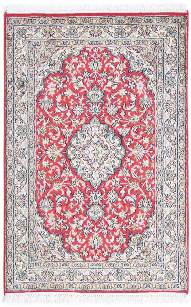 Indischer Teppich Kaschmir Seide 3'2"x2'1" 3'2"x2'1", Perserteppich Handgeknüpft