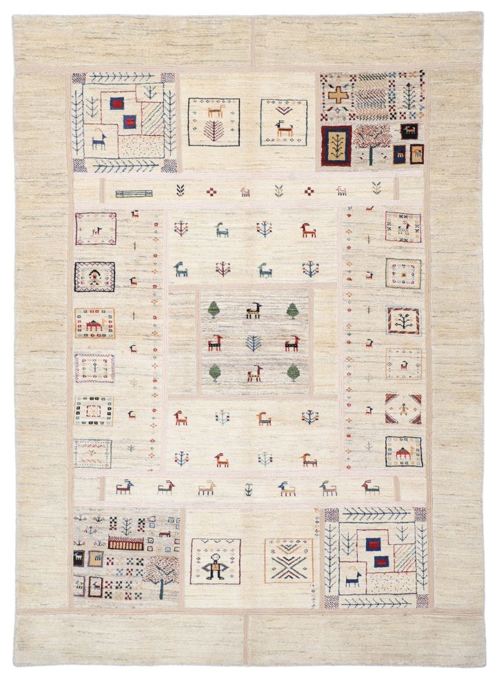 Tapis persan Persan Gabbeh Loribaft 247x177 247x177, Tapis persan Noué à la main