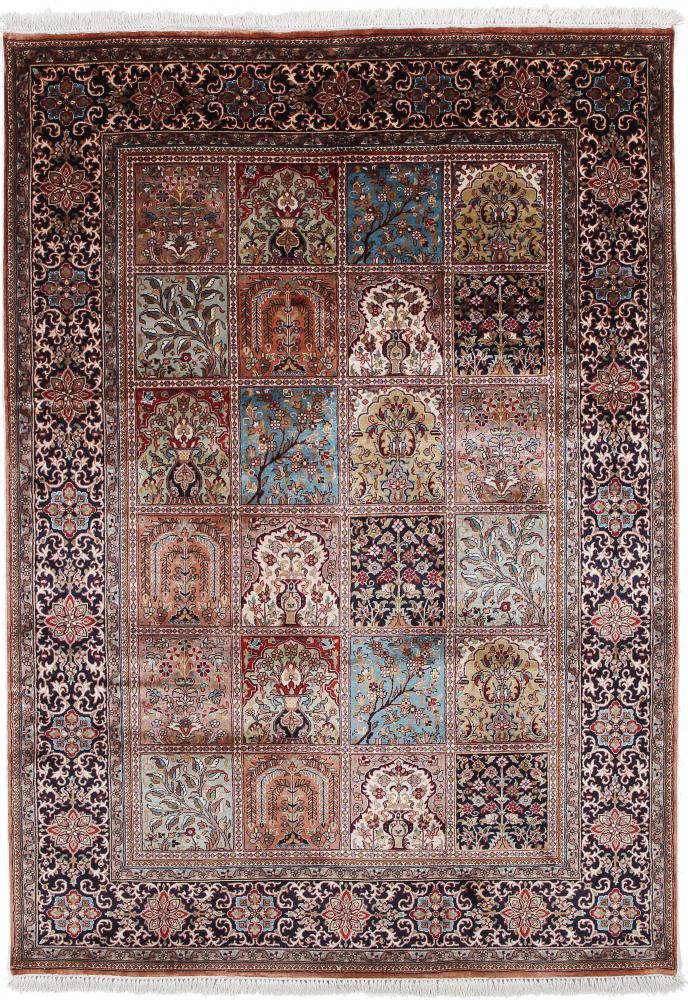 Indisk tæppe Kashmir Silke Single Knot 203x145 203x145, Persisk tæppe Knyttet i hånden