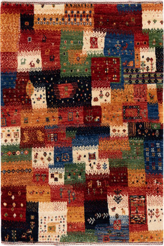 Tapete persa Persa Gabbeh Loribaft Nowbaft 95x63 95x63, Tapete persa Atado à mão