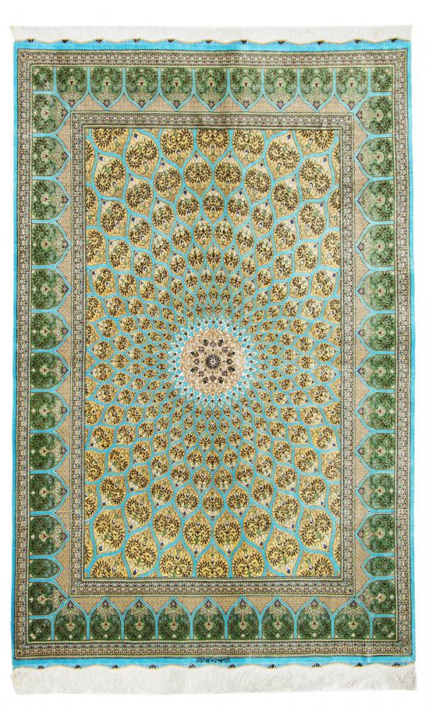 Persian Rug Qum Silk 201x132 201x132, Persian Rug Knotted by hand