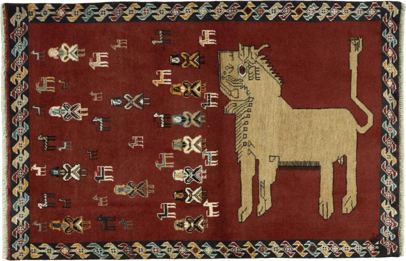 Tapis persan Persan Gabbeh Ghashghai 5'0"x3'4" 5'0"x3'4", Tapis persan Noué à la main