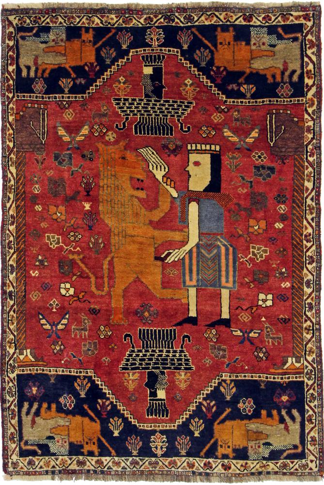 Tapete persa Ghashghai 158x107 158x107, Tapete persa Atado à mão