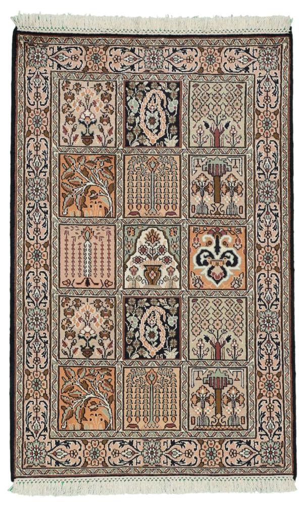 インドのカーペット カシミール シルク 95x63 95x63,  ペルシャ絨毯 手織り