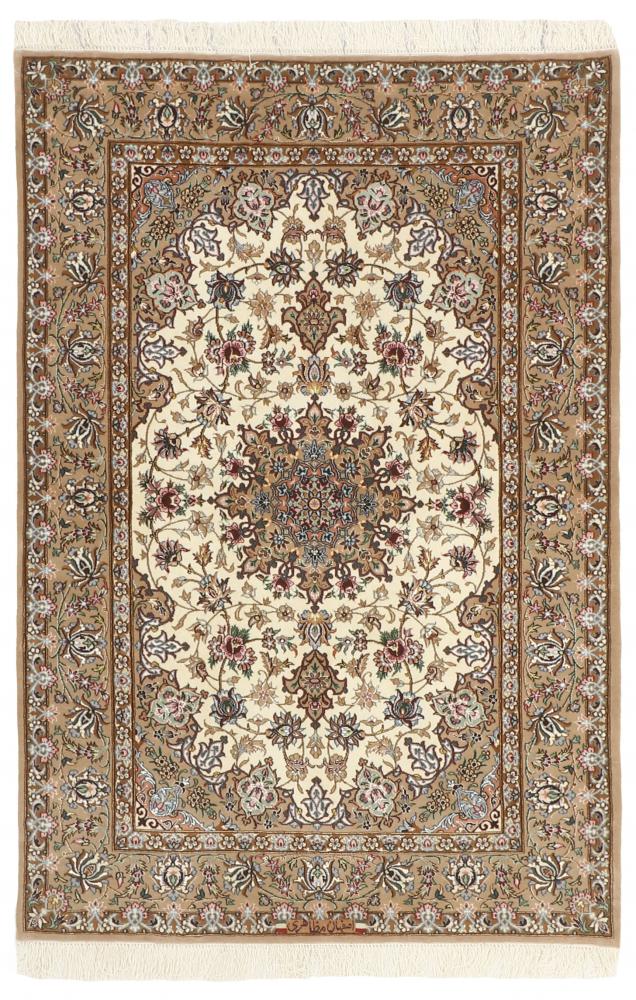 Tapete persa Isfahan Fio de Seda 5'8"x3'8" 5'8"x3'8", Tapete persa Atado à mão