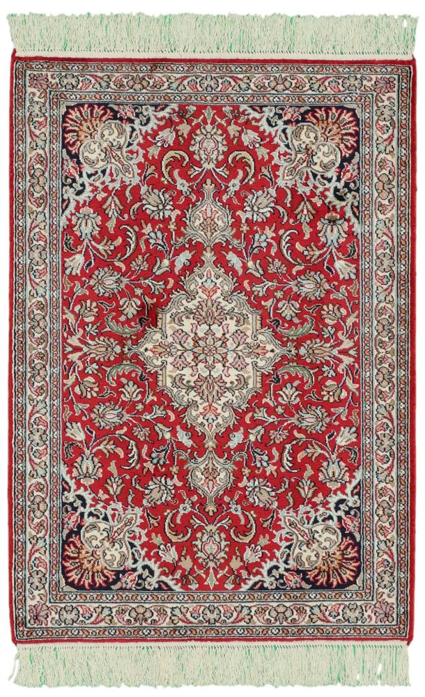 Indo rug Kashmir Silk 3'0"x2'1" 3'0"x2'1", Persian Rug Knotted by hand