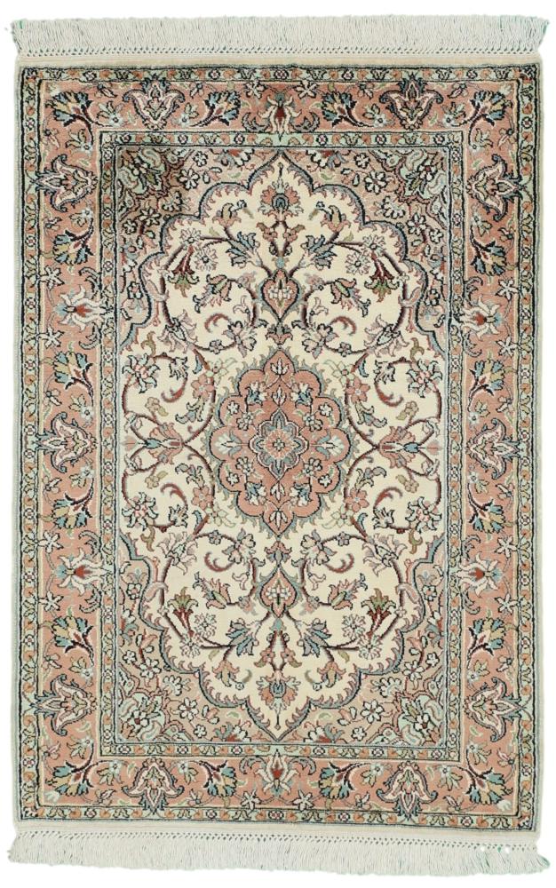 インドのカーペット カシミール シルク 92x62 92x62,  ペルシャ絨毯 手織り