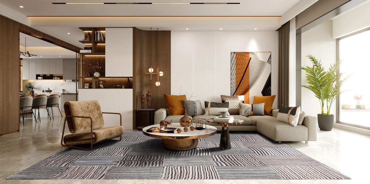 Moderne patchwork tæppe med geometrisk zebra mønster i grå-sort