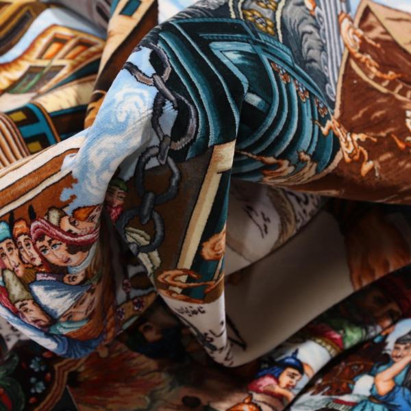 Nærbillede af fint knyttet Tabriz silketæppe