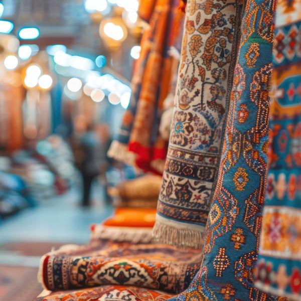 Håndknyttede persiske tæpper med florale og geometriske mønstre i stærke farver