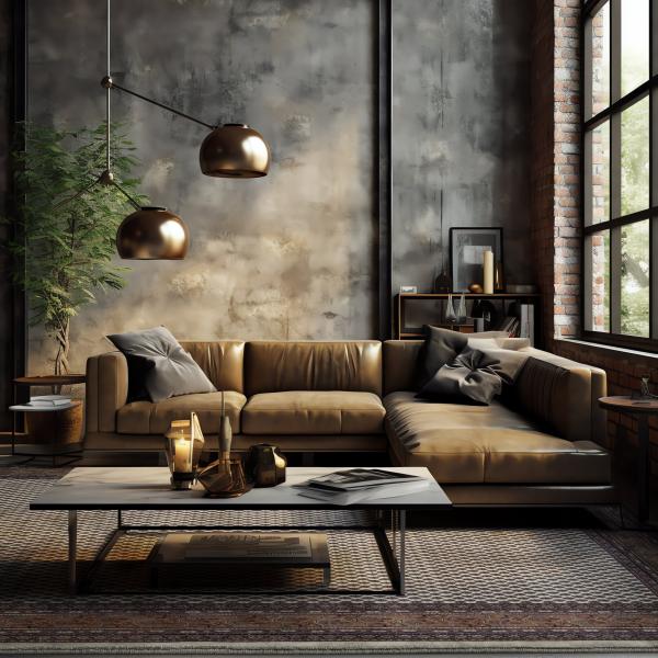 Tapete Sarough Mir Boteh no estilo industrial moderno para quarto