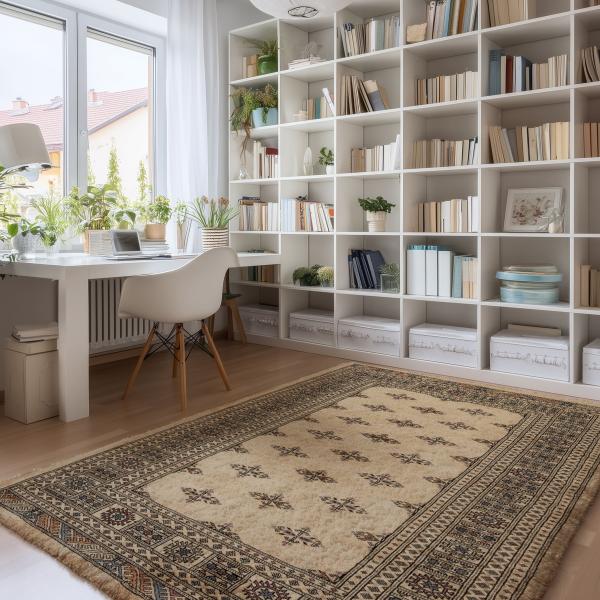 Pakisztáni Buchara szőnyeg az otthoni irodában