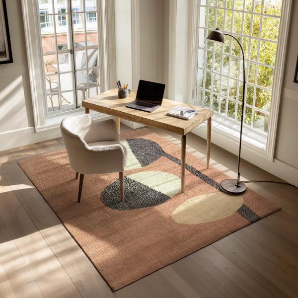 Moderne Texura Nordlyn Shape tæppe med geometriske former i beige, sort og brun