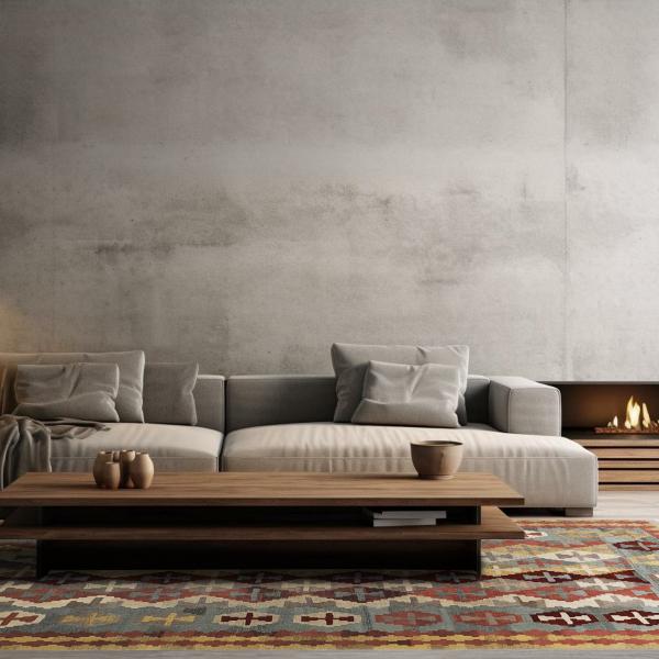 Håndvævet Kelim tæppe med traditionelle mønstre