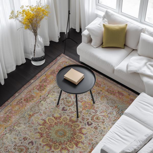 Détail d'un tapis oriental classique dans le salon