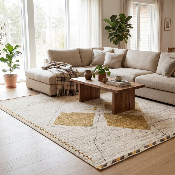 Marokkói berber szőnyeg modern nappaliban