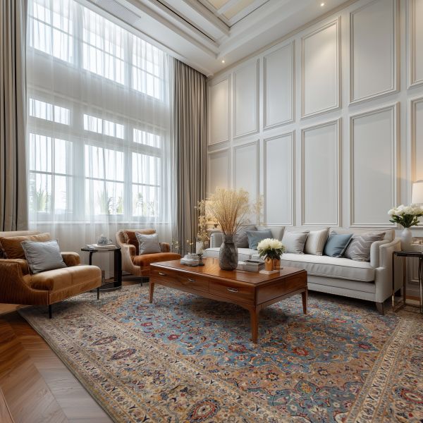 Tapis persan élégant dans un salon classique