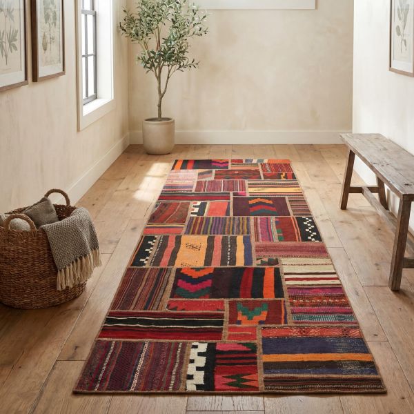 Vintage Patchwork Runner Rug in a Modern Design