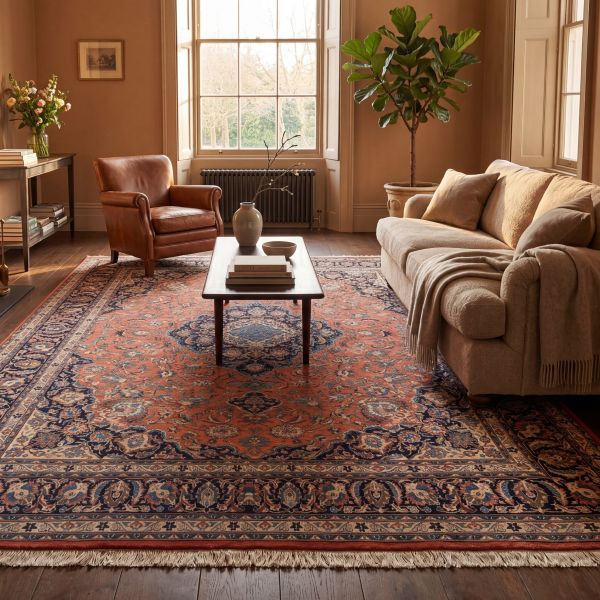Classic Persian rug with a floral medallion pattern