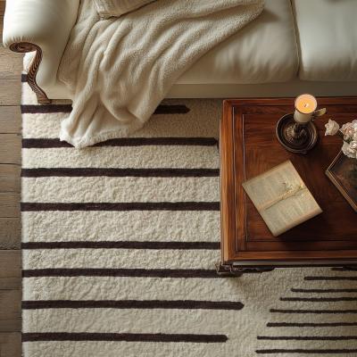 Ipari stílusú loftkonyha grafikus sárga dizájnnal ellátott szőnyeggel