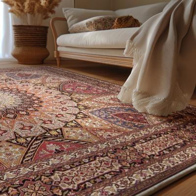 Nappali kézi csomózású perzsa szőnyeggel vörös árnyalatokban