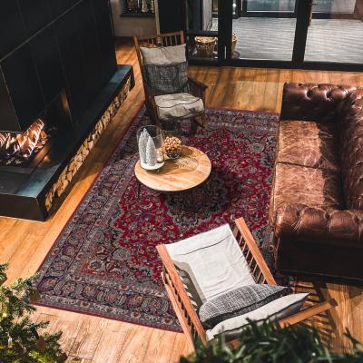 Kézzel csomózott perzsa szőnyeg Keshan-ból piros medálmintával