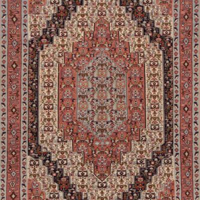 Kelim Senneh Teppich mit feinen geometrischen Mustern in gedeckten Farben – kurdischer Kelim