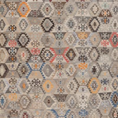 Kelim Afghan mit geometrischem Muster in Naturfarben – handgewebter afghanischer Kelim Teppich