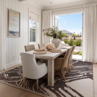 Berber Teppich im Esszimmer mit modernem Design