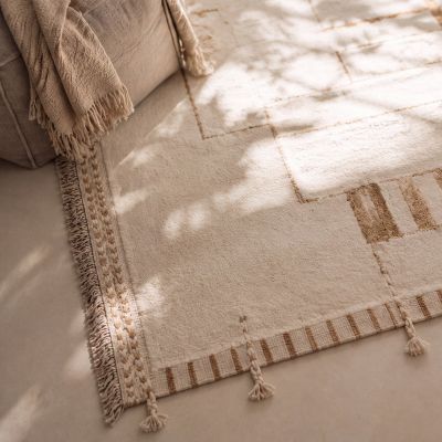 Hand-knotted oriental rug in an autumn-styled living room