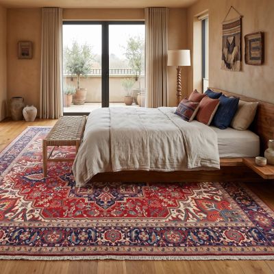 Hand-Knotted Persian Rug in the Bedroom