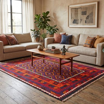 Afghan Kilim with bold geometric patterns