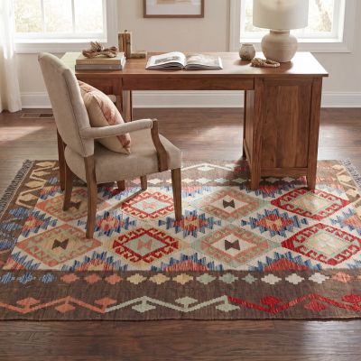 Handwoven Kilim Rug in the Home Office