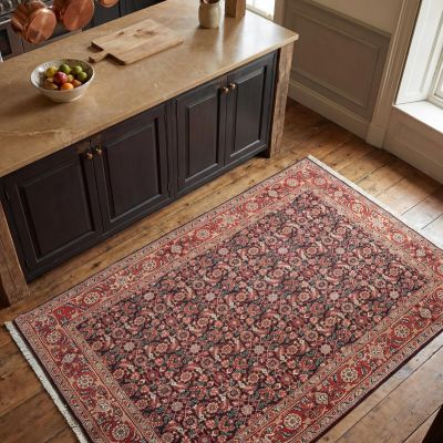 Classic Persian rug in warm colors in the kitchen
