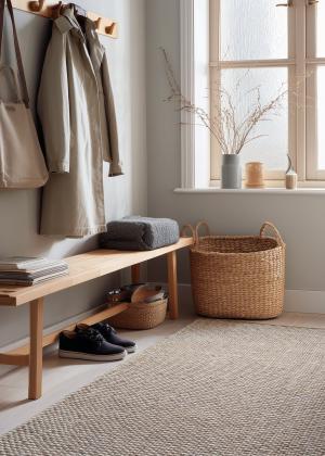 Flachgewebt natur tæppe i beige