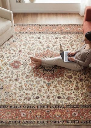 Tapis Tabriz élégant au motif floral