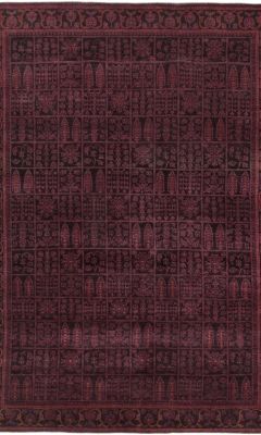 Dark Loom Gabbeh rug with modern arch pattern in grey