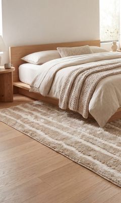 High-Pile Rug in the Bedroom in Cream and Beige