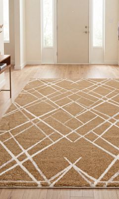 Modern runner rug with a geometric pattern in the hallway
